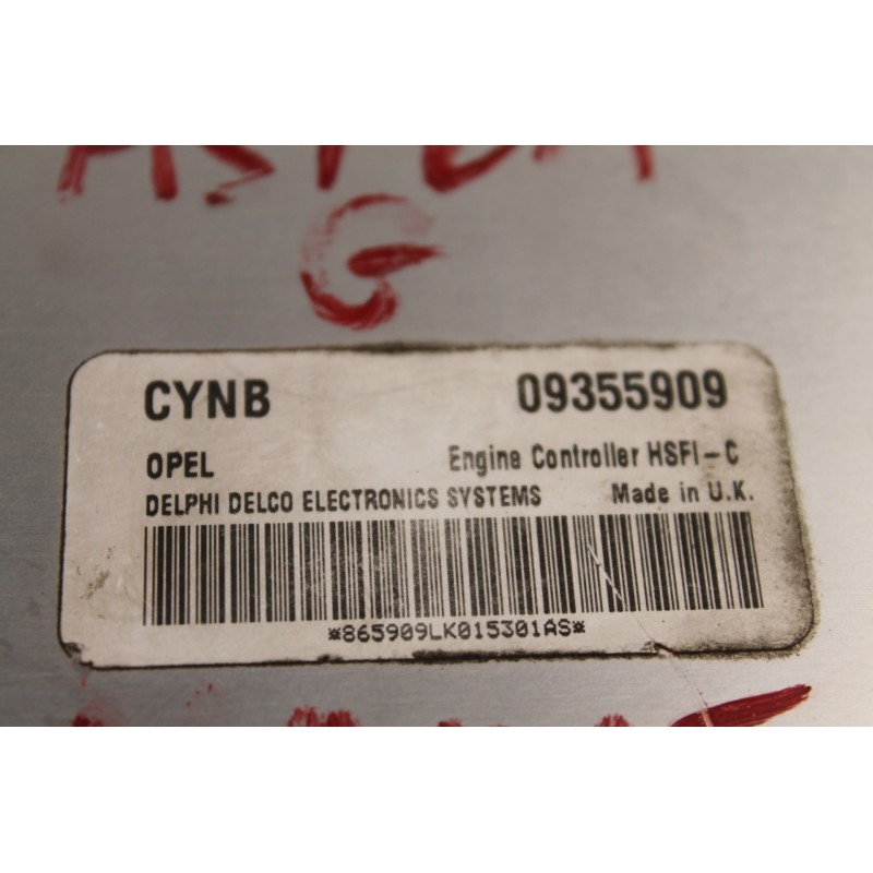 OPEL - ASTRA - Εγκέφαλος ECU -  - ΕΤΟΣ: 2000 - ΚΩΔ.ΚΑΤ/ΣΤΗ: 09355909.Μεταχειρισμένα ανταλλακτικά αυτοκινήτων www.usedparts.gr.Απ