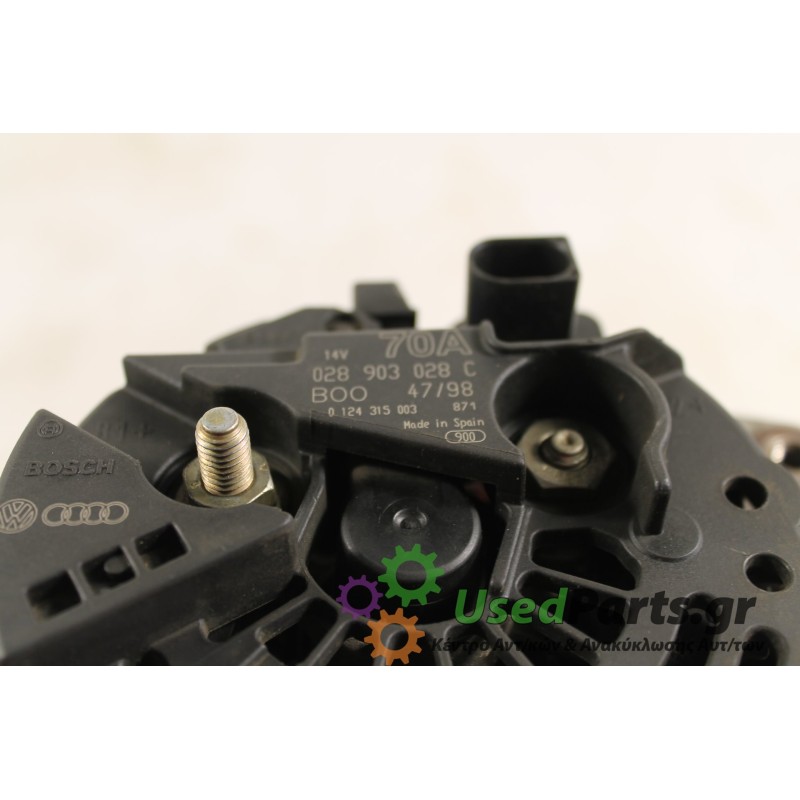 VW - GOLF - Δυναμό -  - ΕΤΟΣ: 2000 - ΚΩΔ.ΚΑΤ/ΣΤΗ: 028903028C  70A.Μεταχειρισμένα ανταλλακτικά αυτοκινήτων www.usedparts.gr.Απόσυ