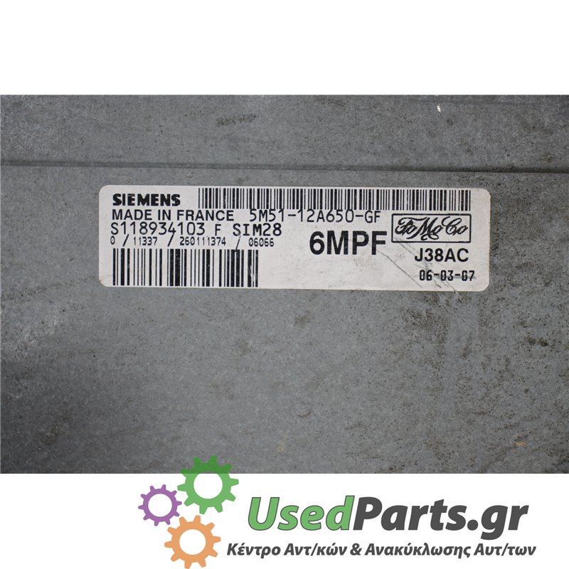 FORD - FOCUS - Εγκέφαλος ECU - 5ΠΟΡΤΟ - ΕΤΟΣ: 2004-2008 - ΚΩΔ.ΚΑΤ/ΣΤΗ: S118934103  SIM28  6MPF  J38AC<br /><br />